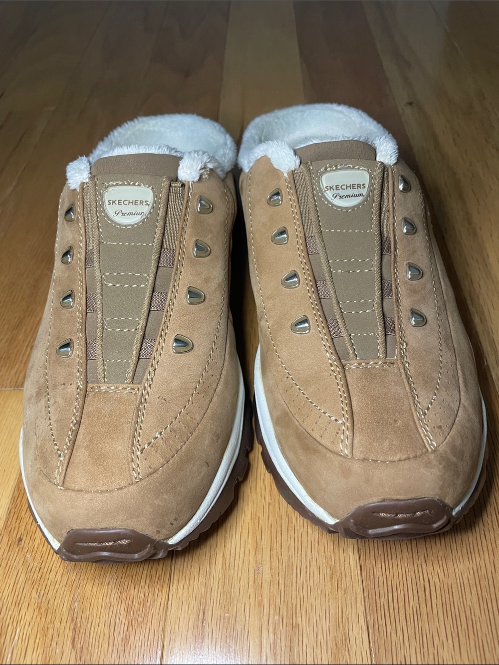 Vintage Sketchers Sports Premiere Mules in Tan Suede Womens 8.5